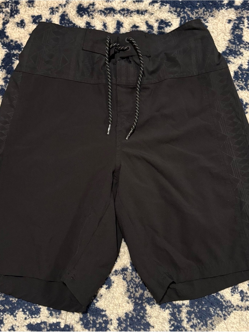 Ocean Current Black Men's Hybrid Shorts with Subtle Pattern